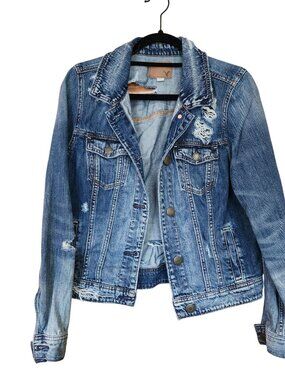 American Eagle Denim Jean Jacket Distressed Womens Size M
